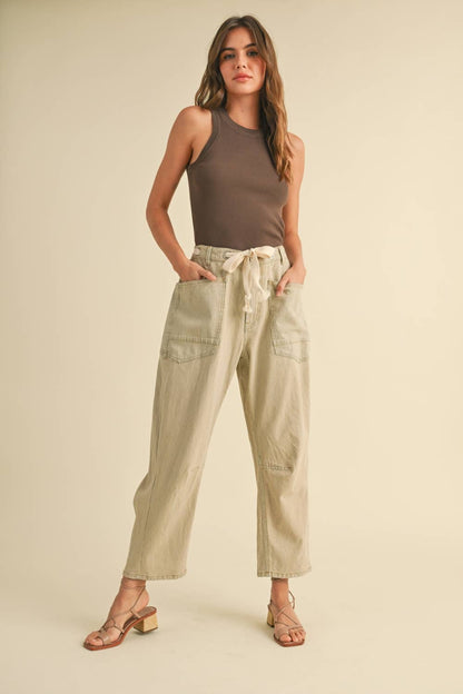Barrel Cut Denim Pants / Lt Blue / Stripe