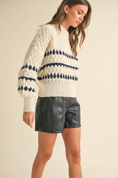 Color Popped Sweater Cream and Navy