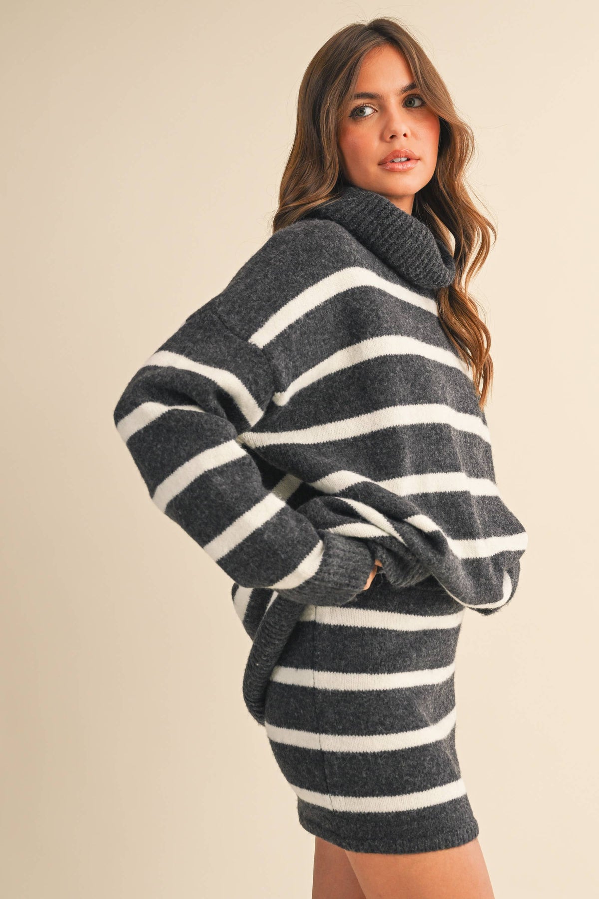 Sets / Oversized Knit Mini Set / Charcaol