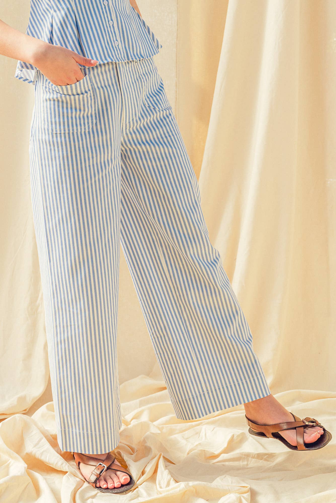 Pants / Front Pocket Stripe Stretch  Pants / Lt Blue