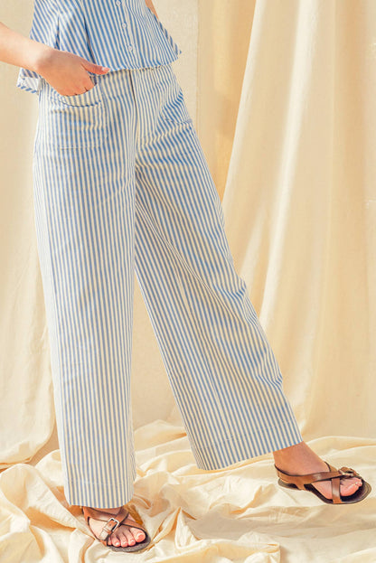 Pants / Front Pocket Stripe Stretch  Pants / Lt Blue