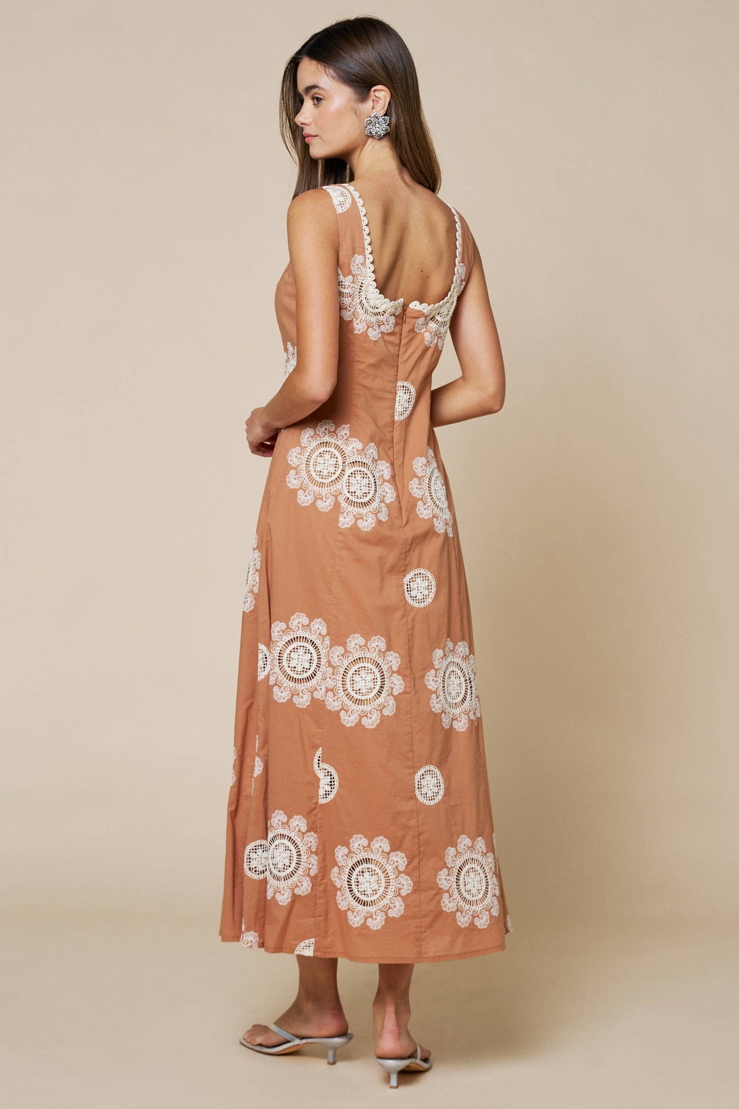 Dresses / Boho Embroidered Maxi / Caramel/Cream