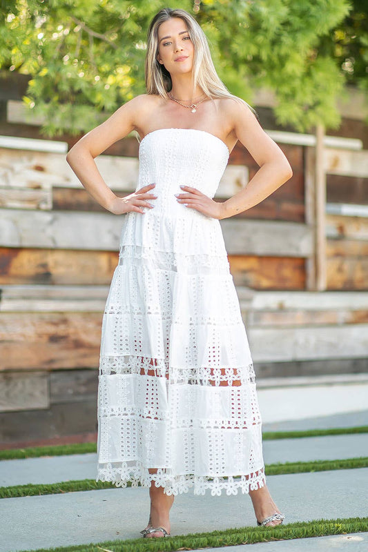 Dresses / Eyelet Lace Tube Dress: / White