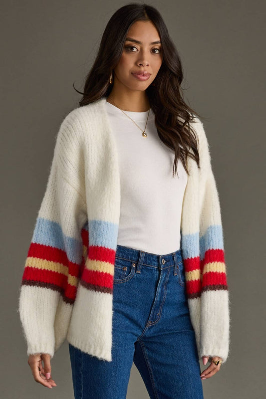 Soft Ivory Striped Cardigan
