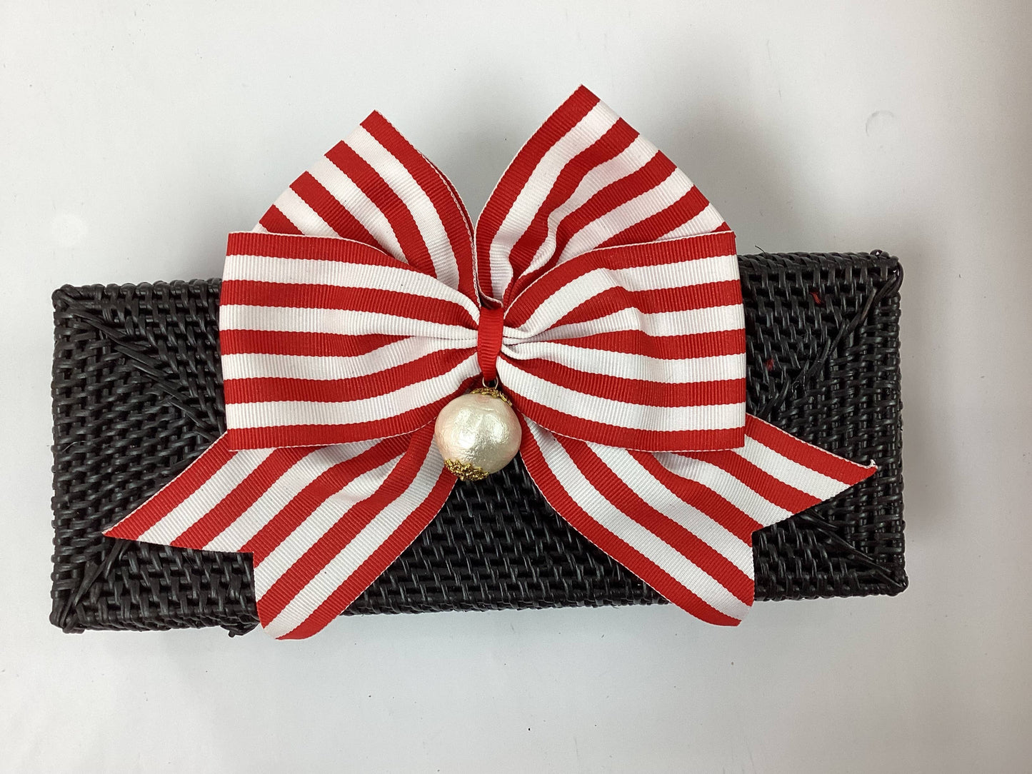 Black Clutch Red/White Stripe Bow