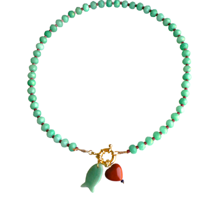 Necklace / Dessert Oasis Heart & Fish Charms