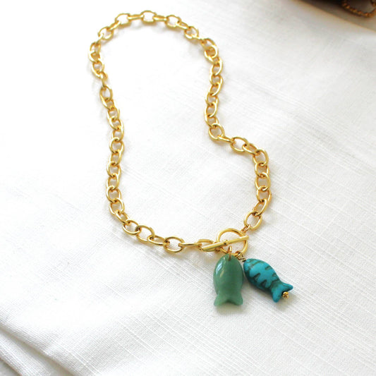Shay Fish Toggle Necklace / Blue