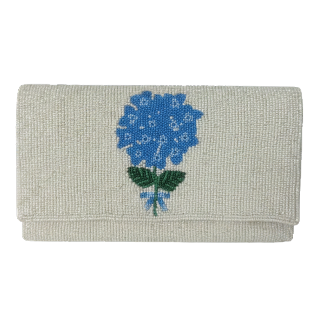 Beaded Blue Hydrangea Clutch