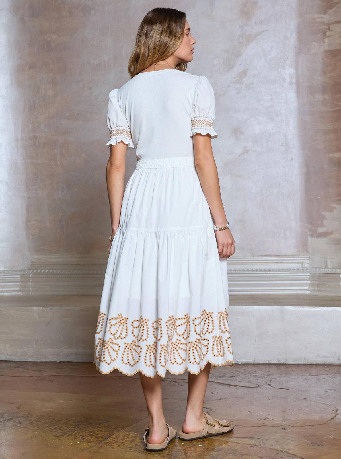 Dress/ Embroidered Trim Combo Midi