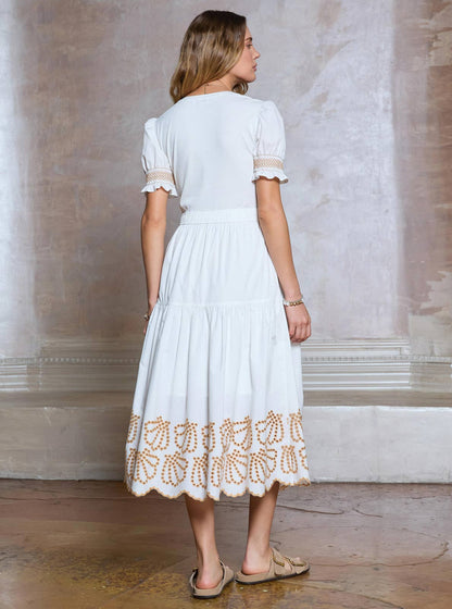 Dress/ Embroidered Trim Combo Midi