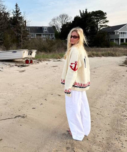Sweaters / Cape Cod  Navy Whale Varsity Cardigan