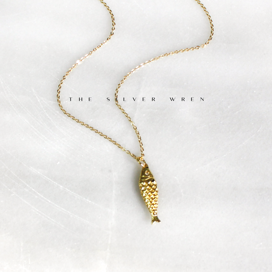 Alma Gold Fish Pendant Necklace