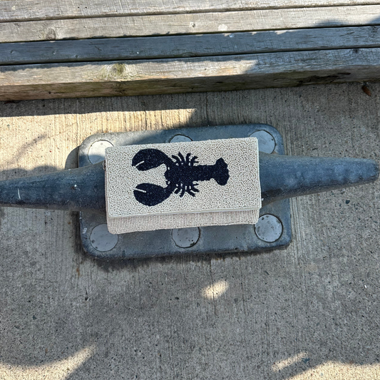 Beaded Harper Cream with Navy Lobster Clutch