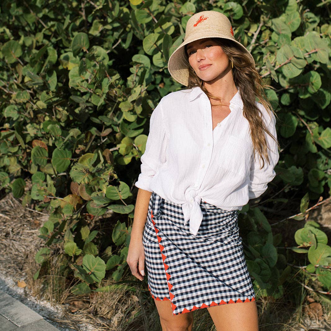 Sarong /  Navy Gingham Marina / One Size