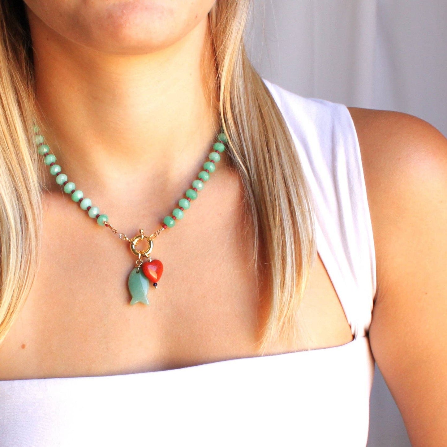 Necklace / Dessert Oasis Heart & Fish Charms