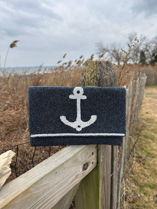 Beaded Harbor Clutch / Navy