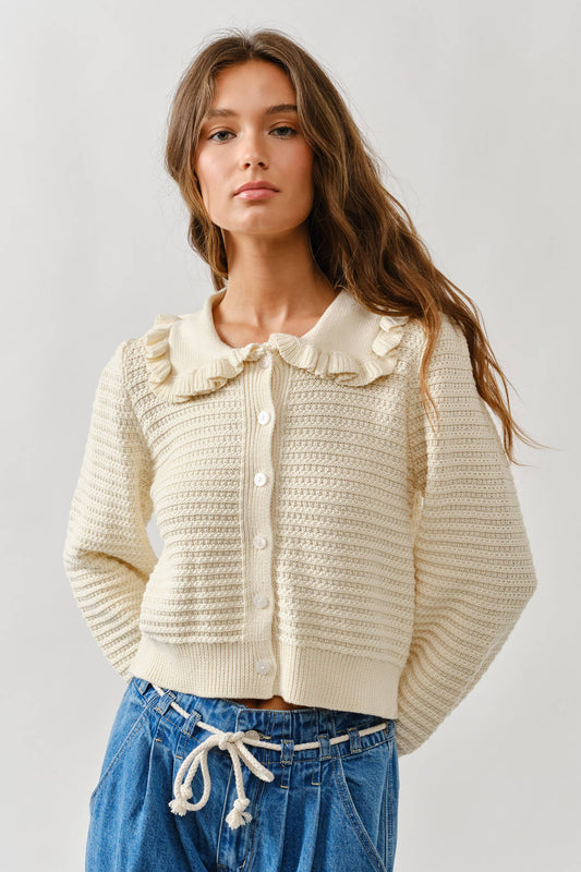 Ruffle Neck Cotton Cardi