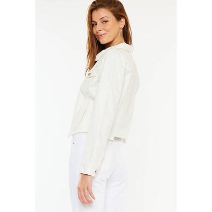 The Bianca Distressed Denim Jacket / White