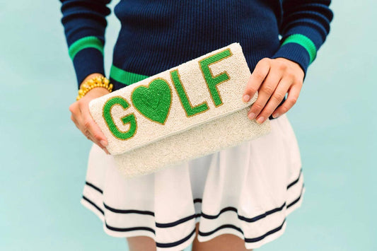 Beaded Golf Love Clutch / Green - White