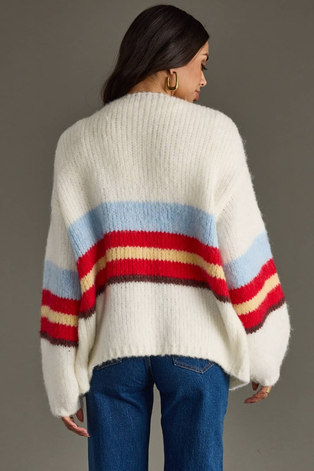 Soft Ivory Striped Cardigan