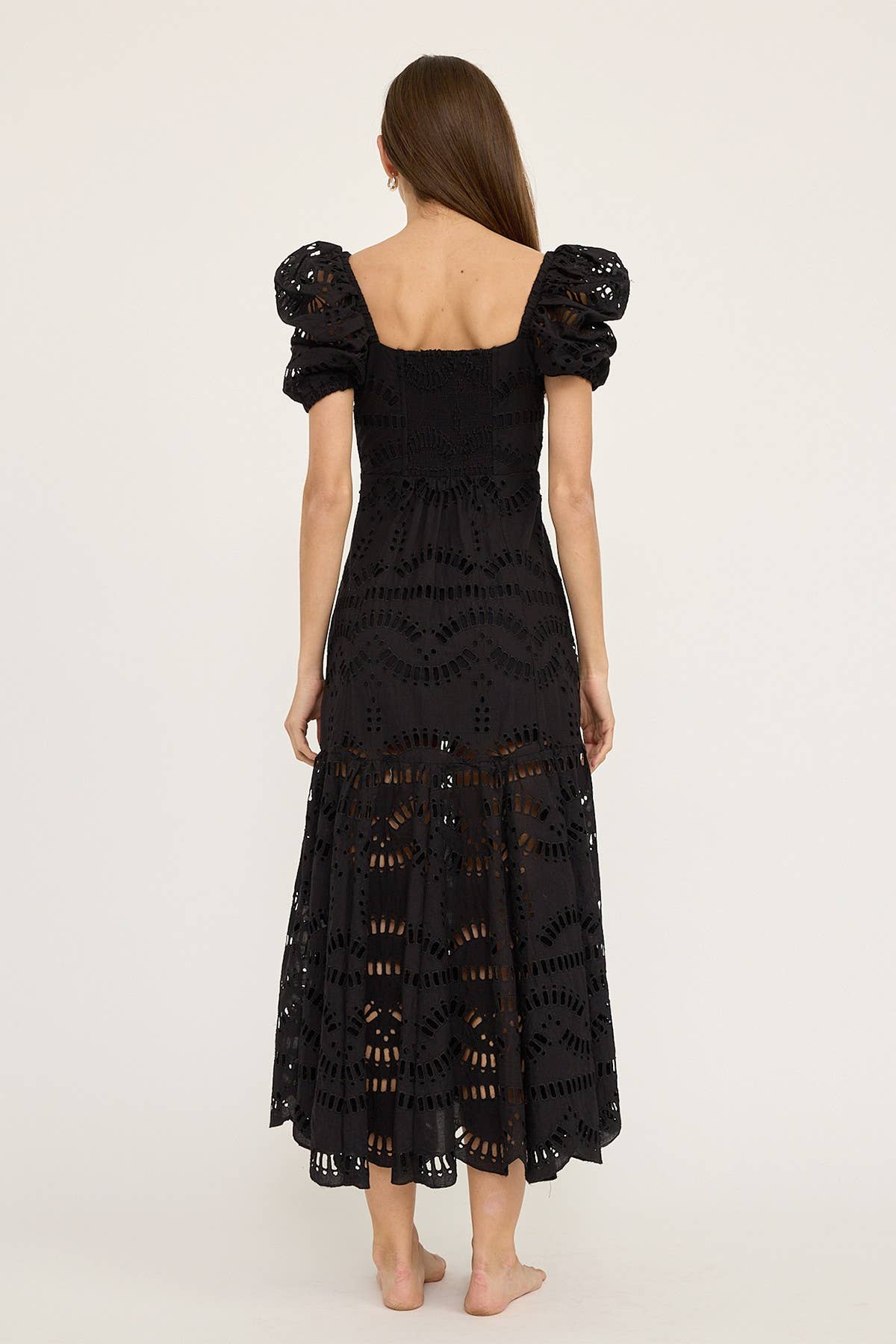 The Eyelet Tiered Dress / Black