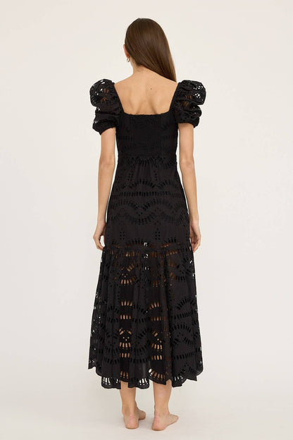 The Eyelet Tiered Dress / Black