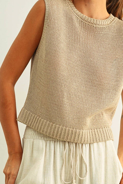 Tops / Sleeveless Knit / Stone