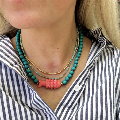 Necklace / Teal Hazel Fish