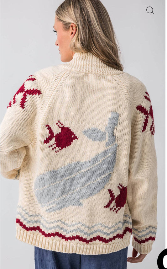 Sweaters /  Nantucket Whale & Fish Varsity Cardigan