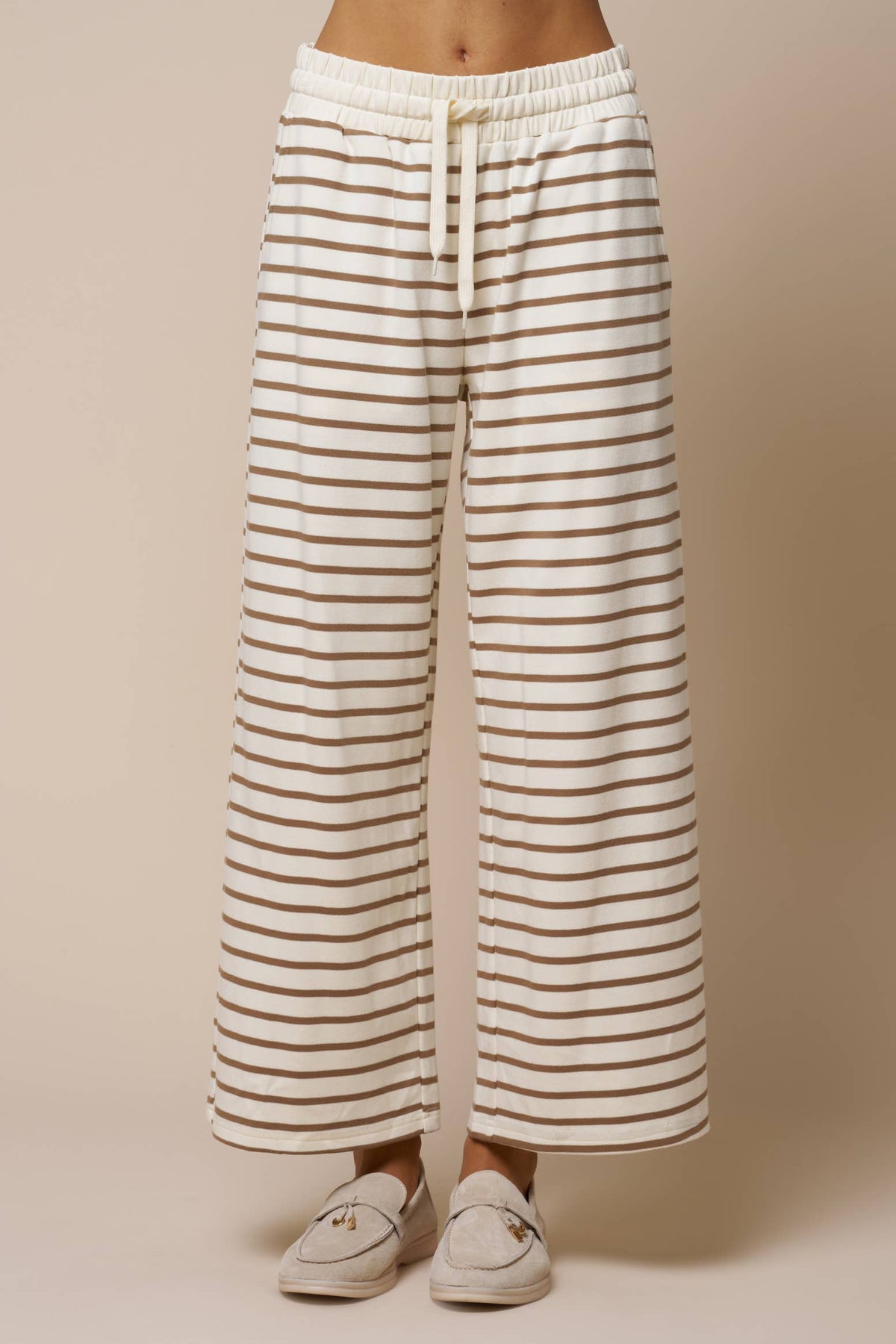 Pants/  Draw Sting Wide Leg / Mauve/Ivory
