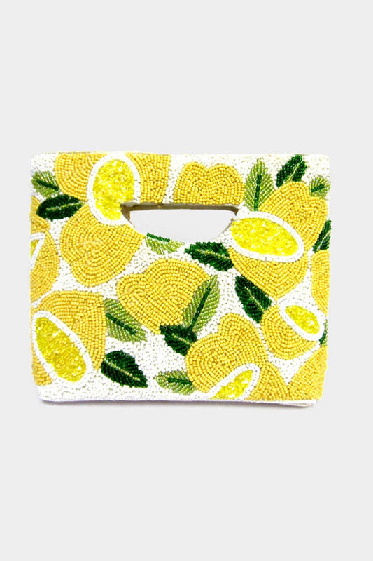 Beaded Cut Out Lemon Clutch