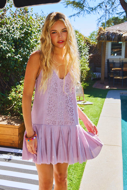Lace Drop-Waist Slip Dress / Lavender