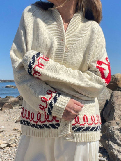 Sweaters / Cape Cod  Navy Whale Varsity Cardigan