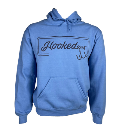 Hooked On Customizable Hoodie Carolina Blue with Navy