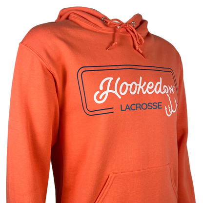 Hooked On Customizable Hoodie Coral with Navy/White