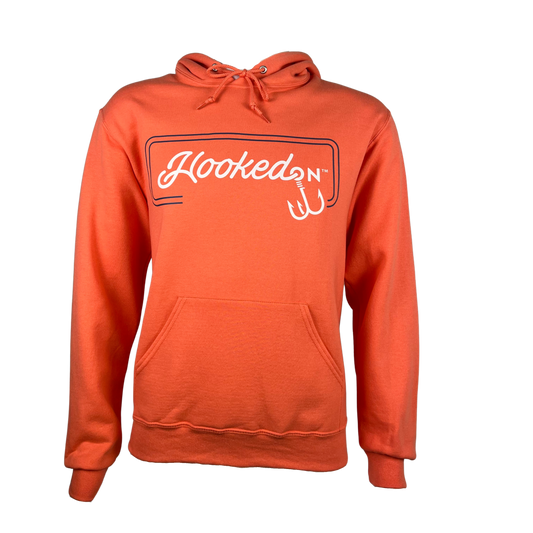 Hooked On Customizable Hoodie Coral with Navy/White