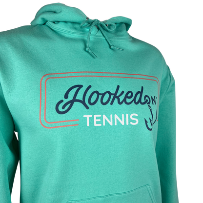 Hooked On Customizable Hoodie Mint with Red/Navy