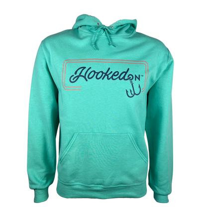 Hooked On Customizable Hoodie Mint with Red/Navy