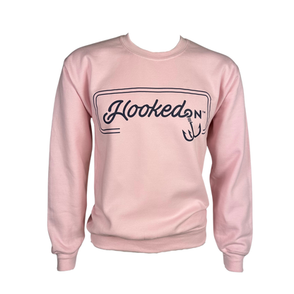 Hooked On Customizable Crewneck Pink with Navy
