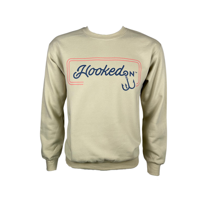 Hooked On Customizable Crewneck Sand with Red/Navy