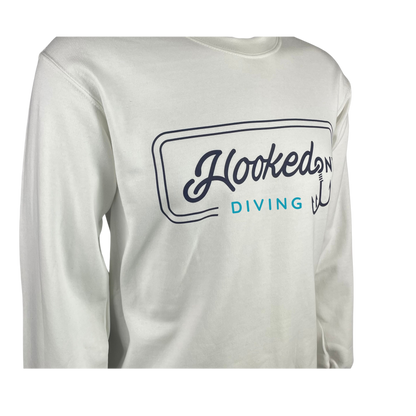 Hooked On Customizable Crewneck White with Navy