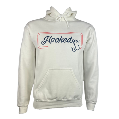Hooked On Customizable Hoodie White with Red/Navy