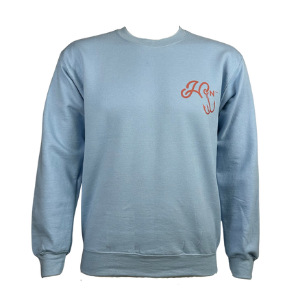 Hooked On Crewneck Sky Blue with Red/Navy