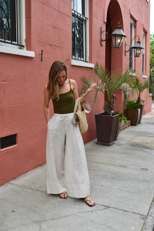 The Linen Palazzo Pant / Oatmeal