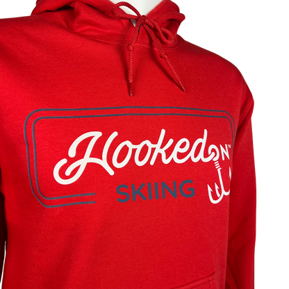 Hooked On Customizable Hoodie Red with Navy/White
