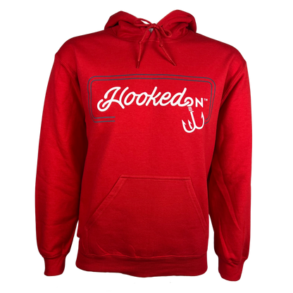 Hooked On Customizable Hoodie Red with Navy/White