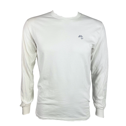 Hooked On Customizable Long Sleeve Tee White with Navy/Red