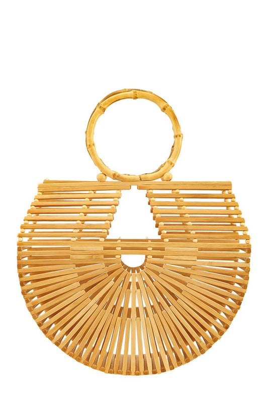 Bamboo Arc Shaped Top Handle Bag