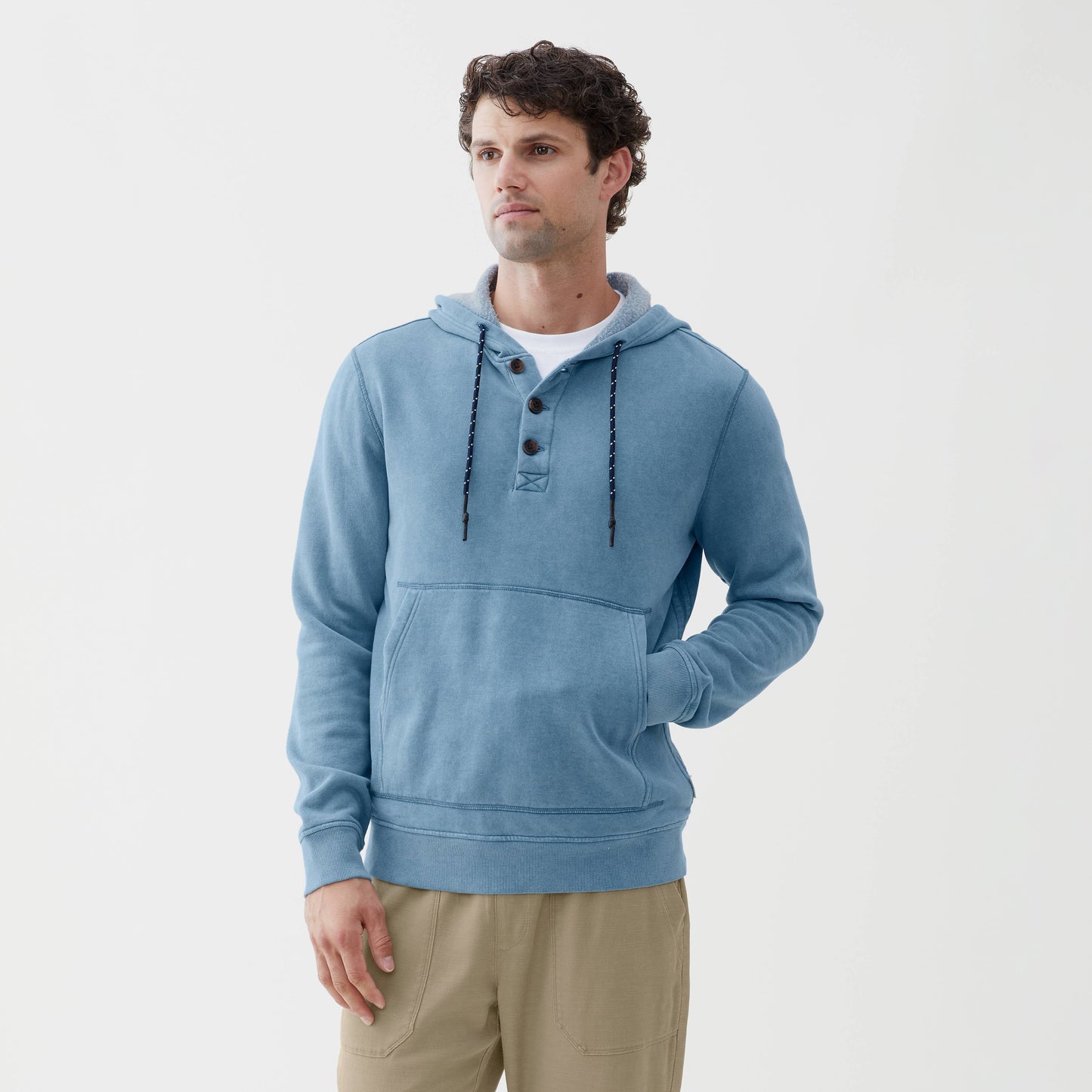 The Fleece Henley - Copen Blue